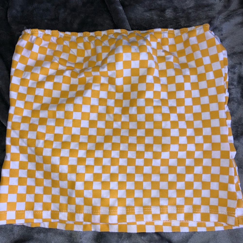Yellow checkered tube top